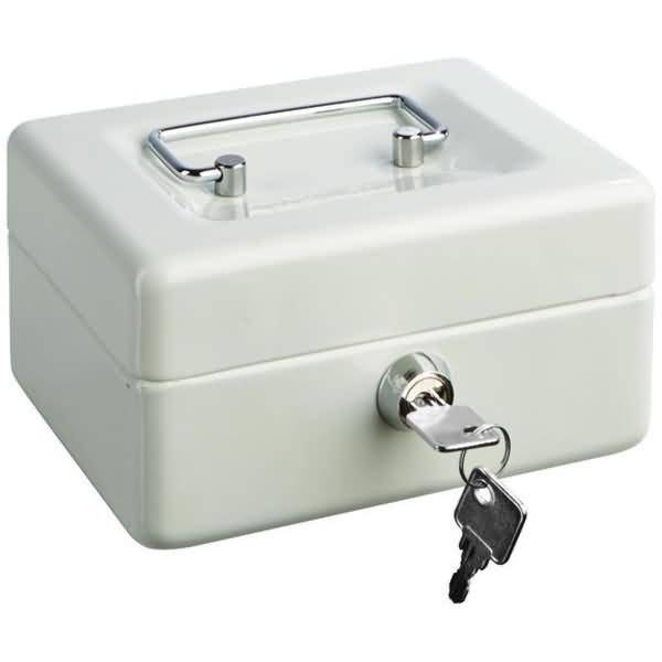 Geldkassette Stahlblech mit Schloss 250x170x90mm weiß