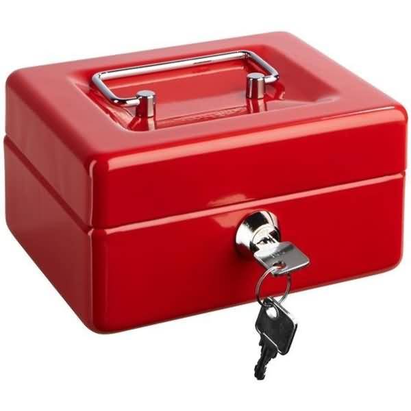 Geldkassette Stahlblech mit Schloss 310x225x75mm rot