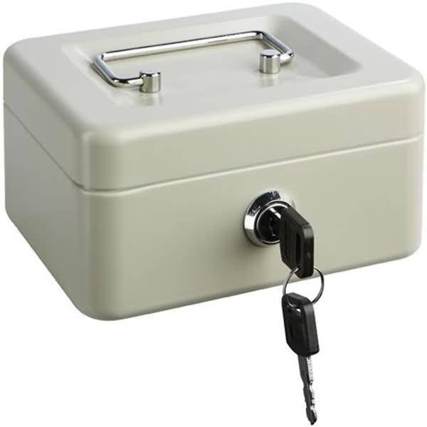 Geldkassette Stahlblech mit Schloss 195x145x95mm grau