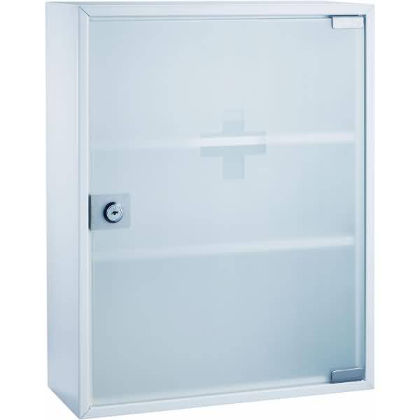 Erste-Hilfe-Verbandschrank Stahl lackiert 320x100x360mm weiß/transparent