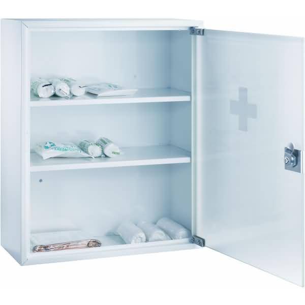 Erste-Hilfe-Verbandschrank Stahl lackiert 320x100x360mm weiß/transparent