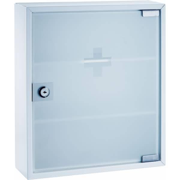 Erste-Hilfe-Verbandschrank Stahl lackiert 360x150x450mm weiß/transparent