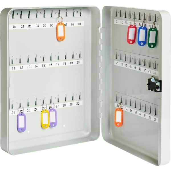 Schlüsselschrank Stahlblech 280x80x370mm für 60 Schlüssel lichtgrau