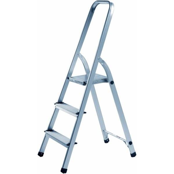 Haushaltsleiter aus Aluminium 3-stufig Höhe 125cm silber