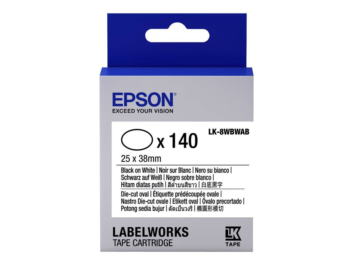 Epson LabelWorks LK-8WBWAB - Schwarz auf Weiß - 25 x 38 mm 140 Etikett(en) (1 Rolle(n)