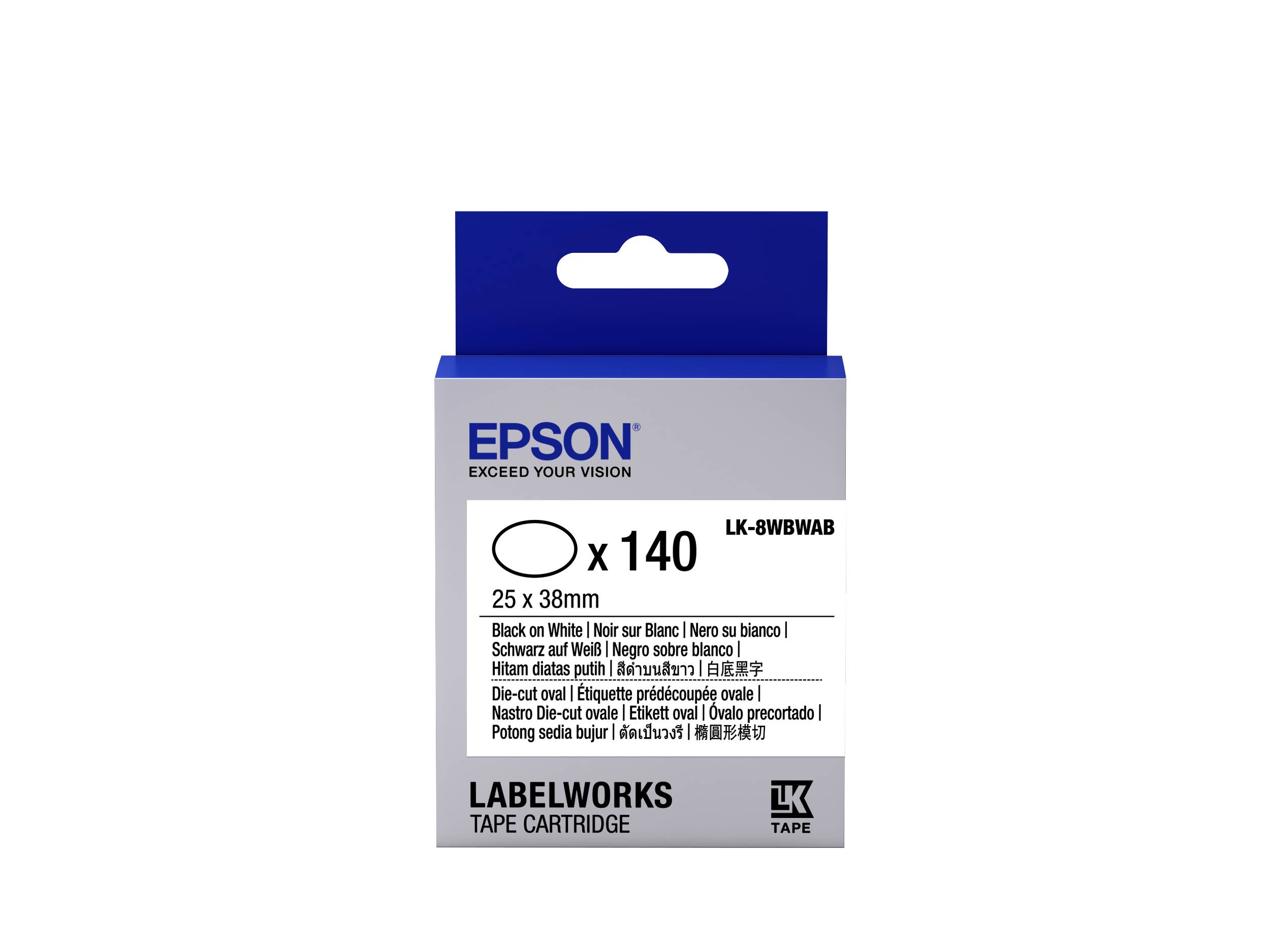 Epson LabelWorks LK-8WBWAB - Schwarz auf Weiß - 25 x 38 mm 140 Etikett(en) (1 Rolle(n)