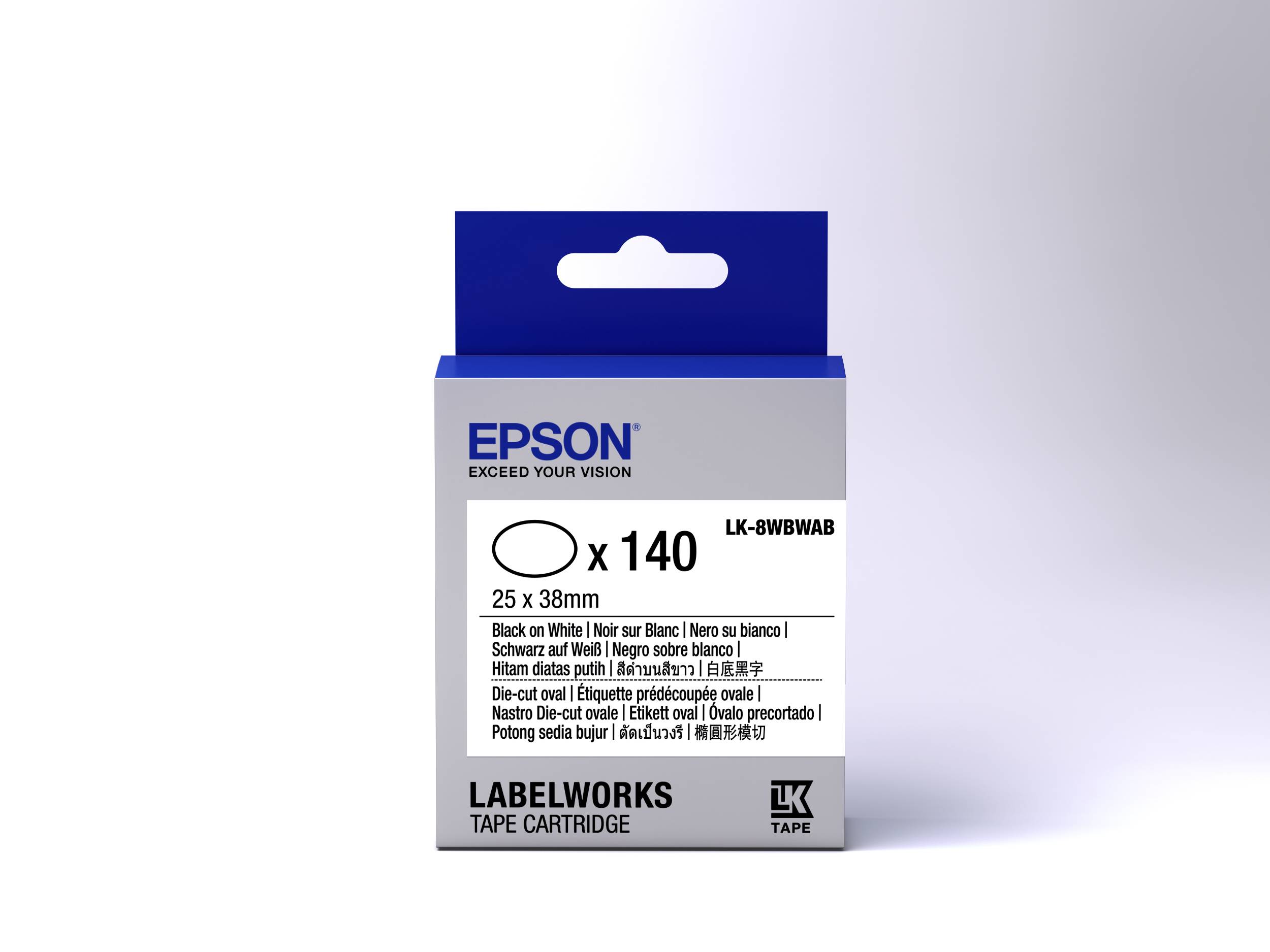 Epson LabelWorks LK-8WBWAB - Schwarz auf Weiß - 25 x 38 mm 140 Etikett(en) (1 Rolle(n)