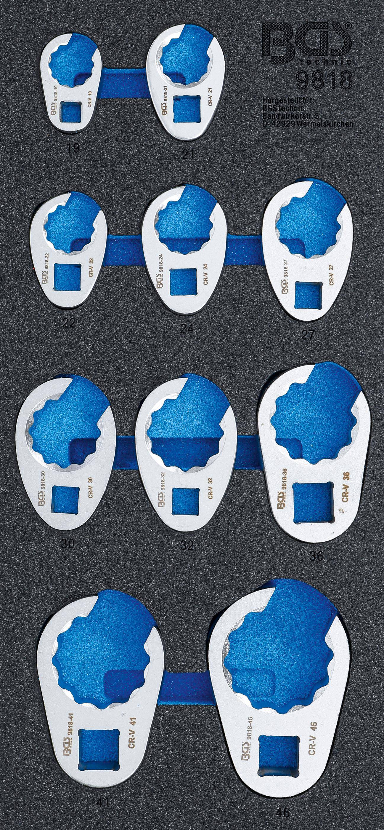 BGS technic Werkstattwageneinlage 1/3: Hahnenfußschlüssel-Satz | 10