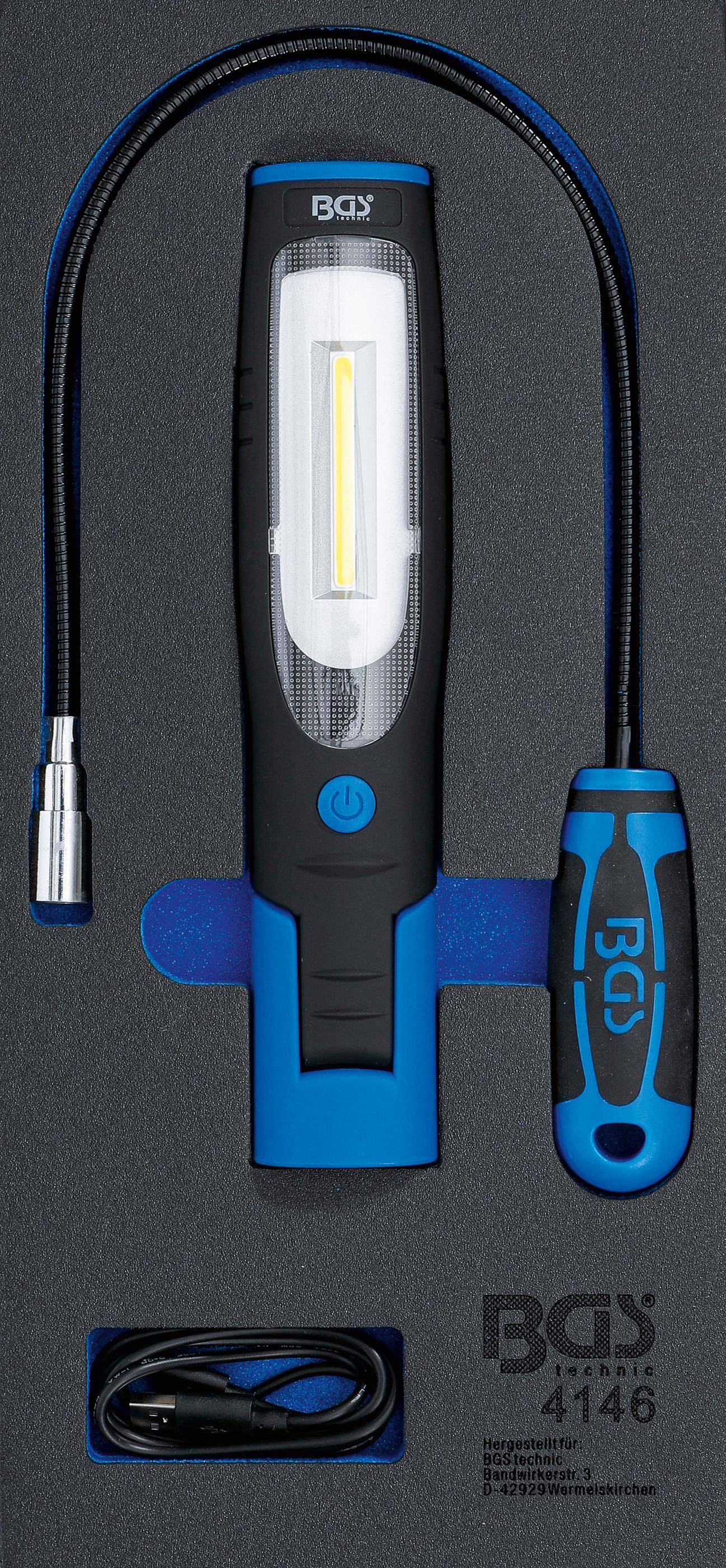 BGS technic Werkstattwageneinlage 1/3: Handlampe und Magnetheberlampe