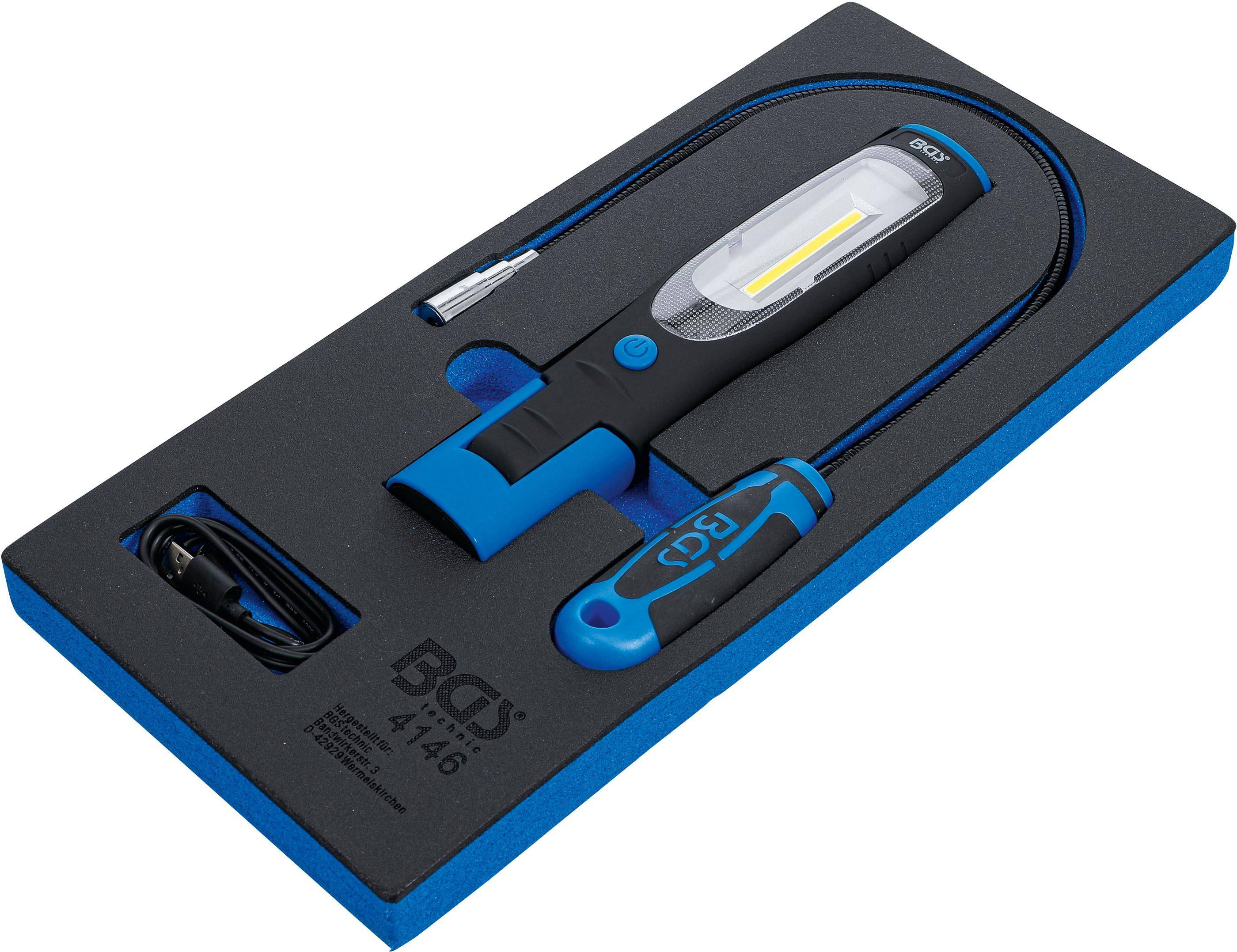 BGS technic Werkstattwageneinlage 1/3: Handlampe und Magnetheberlampe