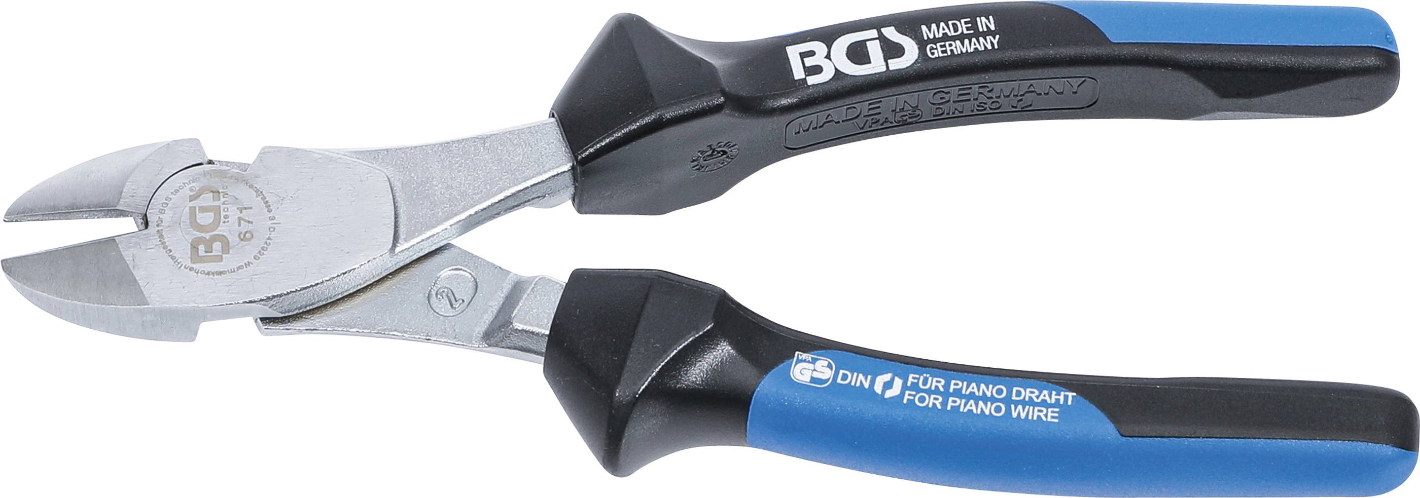 BGS technic Kraft-Seitenschneider | für Pianodraht | 200 mm