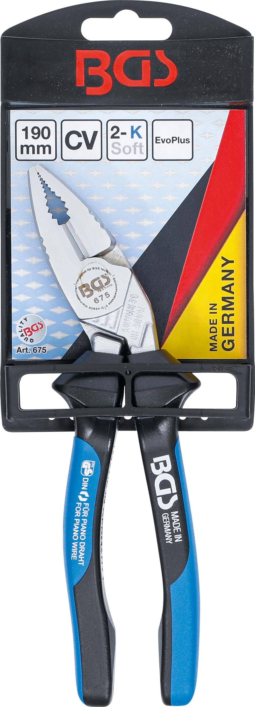 BGS Kraft-Kombizange | mit Schneide | EvoPlus | 190 mm