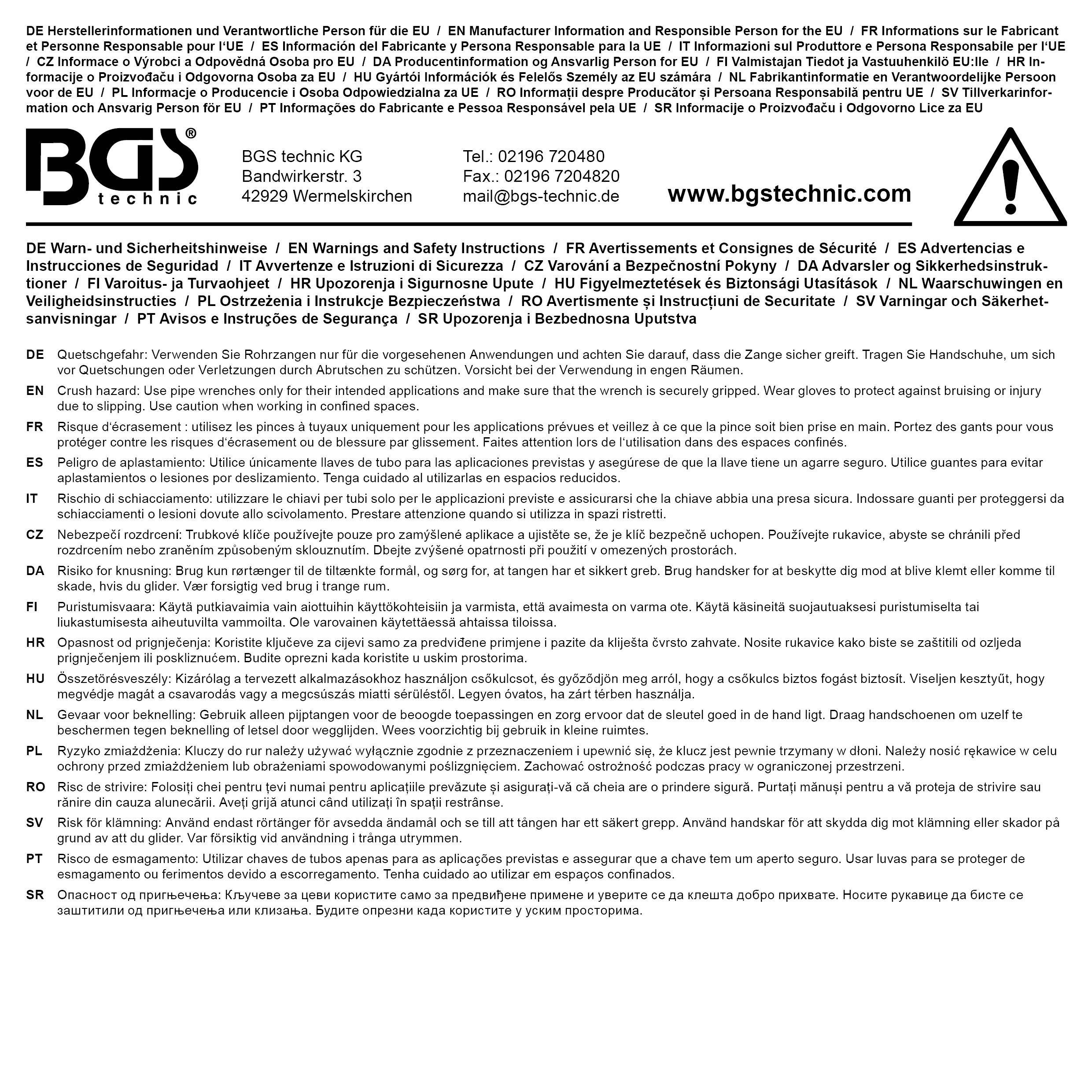 BGS Eckrohrzange | 50 mm - 2" | schwedische Form