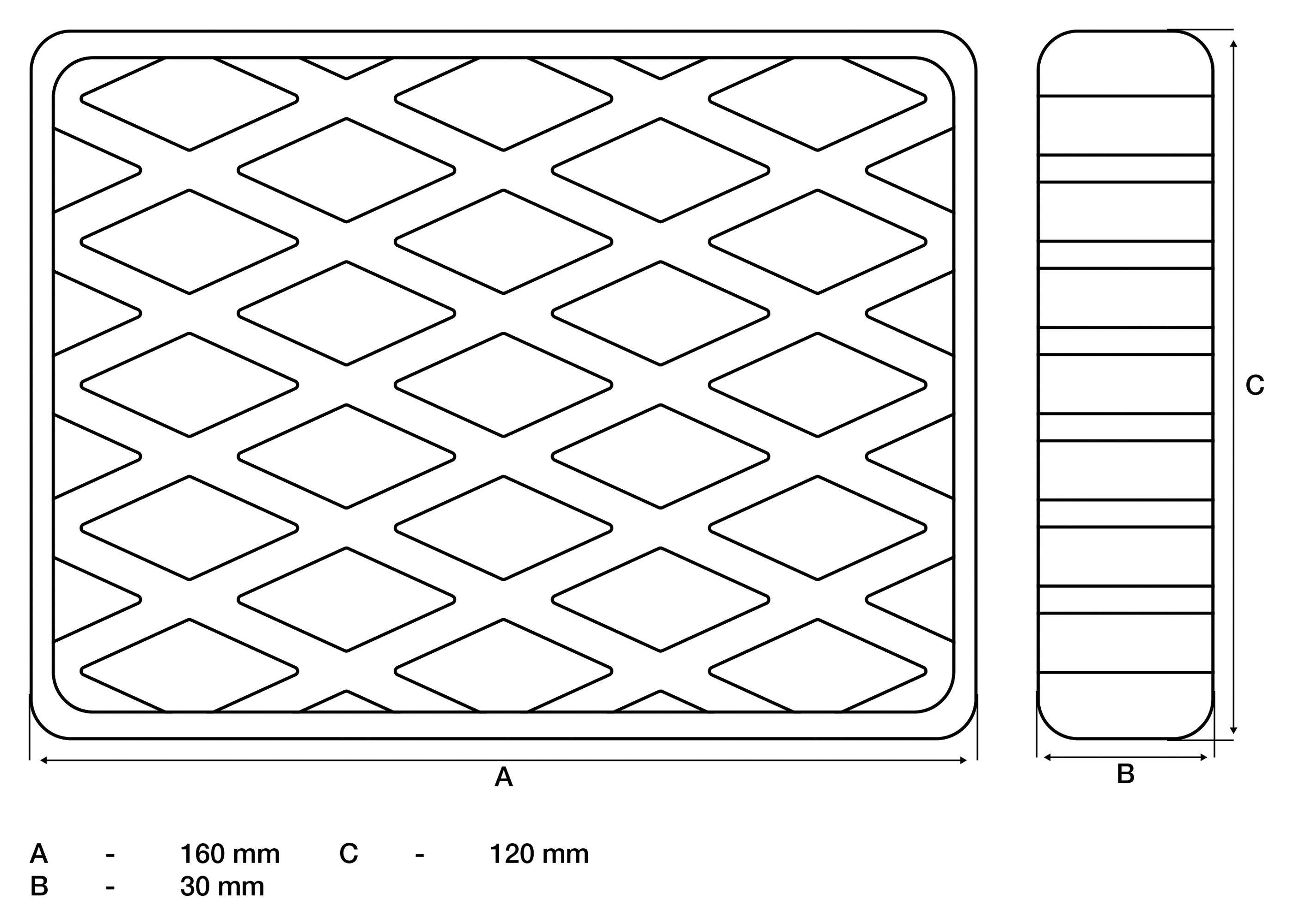 BGS technic Gummiauflage | für Hebebühnen | 160 x 120 x 30 mm