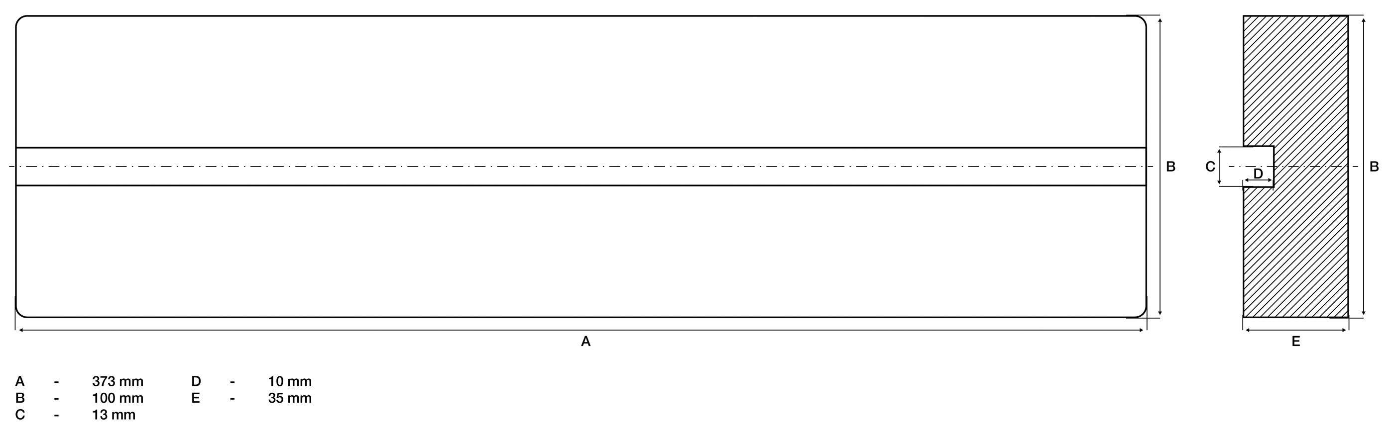 BGS technic Gummiauflage | mit Nut | für Hebebühnen | 373 x 100 x 35