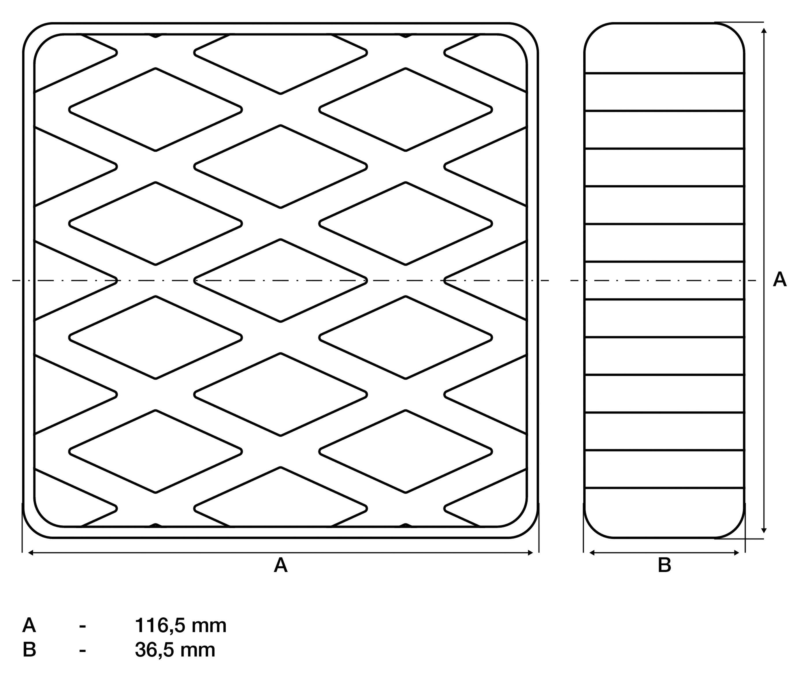 BGS technic Gummiauflage | für Hebebühnen | 116,5 x 116,5 x 36,5 mm