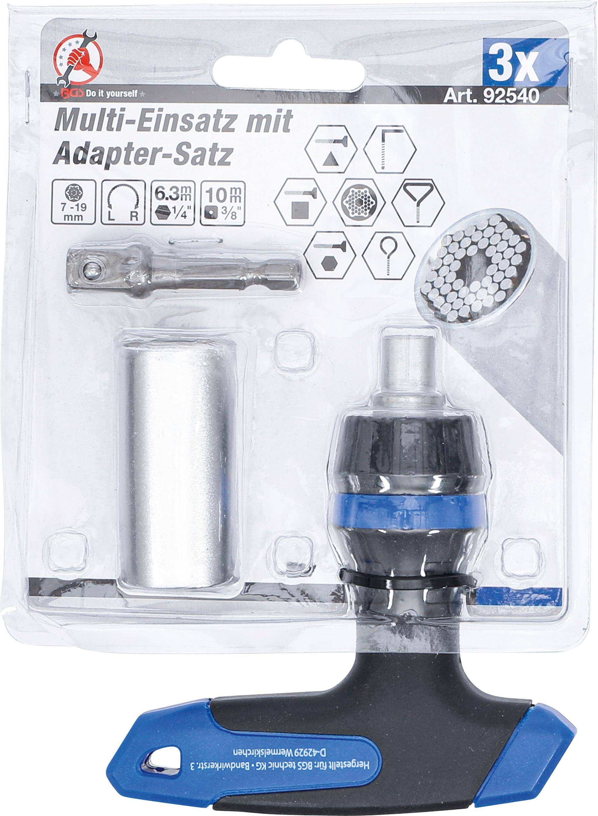 BGS technic Multi-Einsatz mit Adapter-Satz | mit Ratschen-T-Griff,
