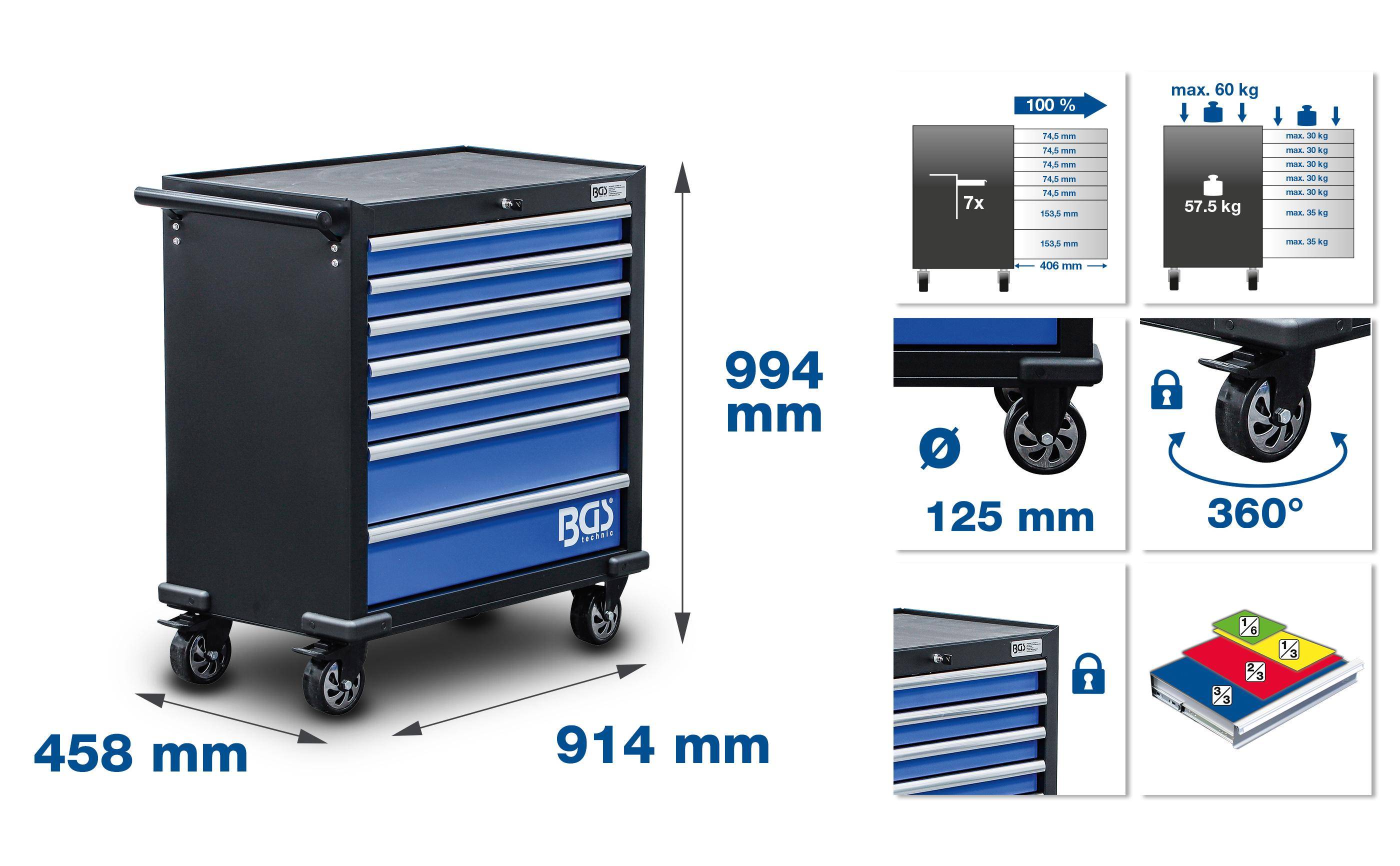 BGS technic Werkstattwagen XL | 7 Schubladen | leer