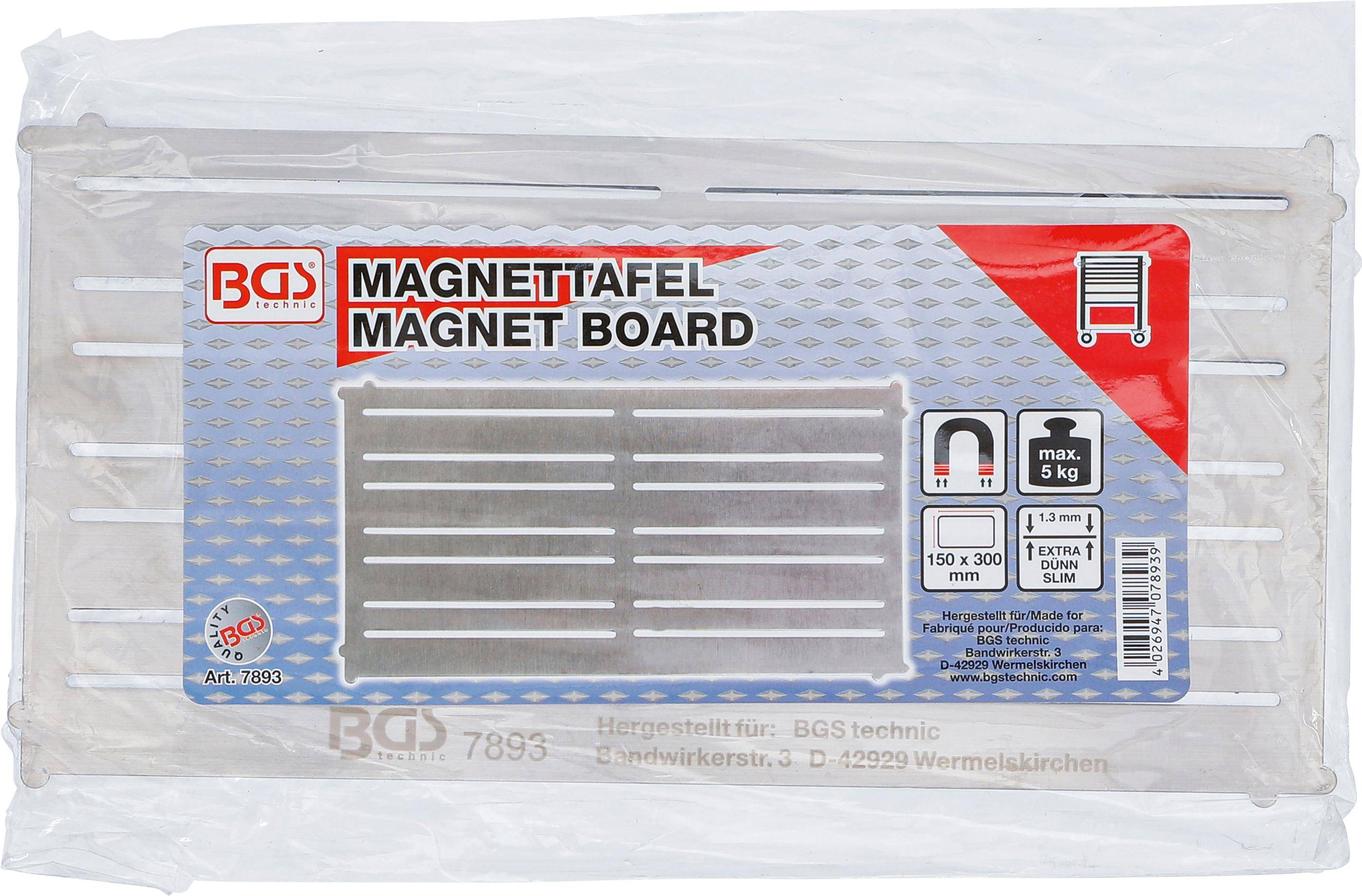 BGS technic Magnettafel | Stahl | extra flach | 300 x 150 mm