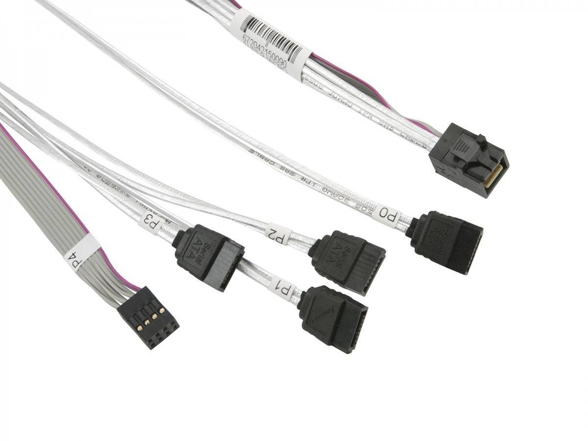 Supermicro - Internes SAS-Kabel - mit Sidebands - Überkreuzung - 4x Mini SAS HD (SFF-8643)