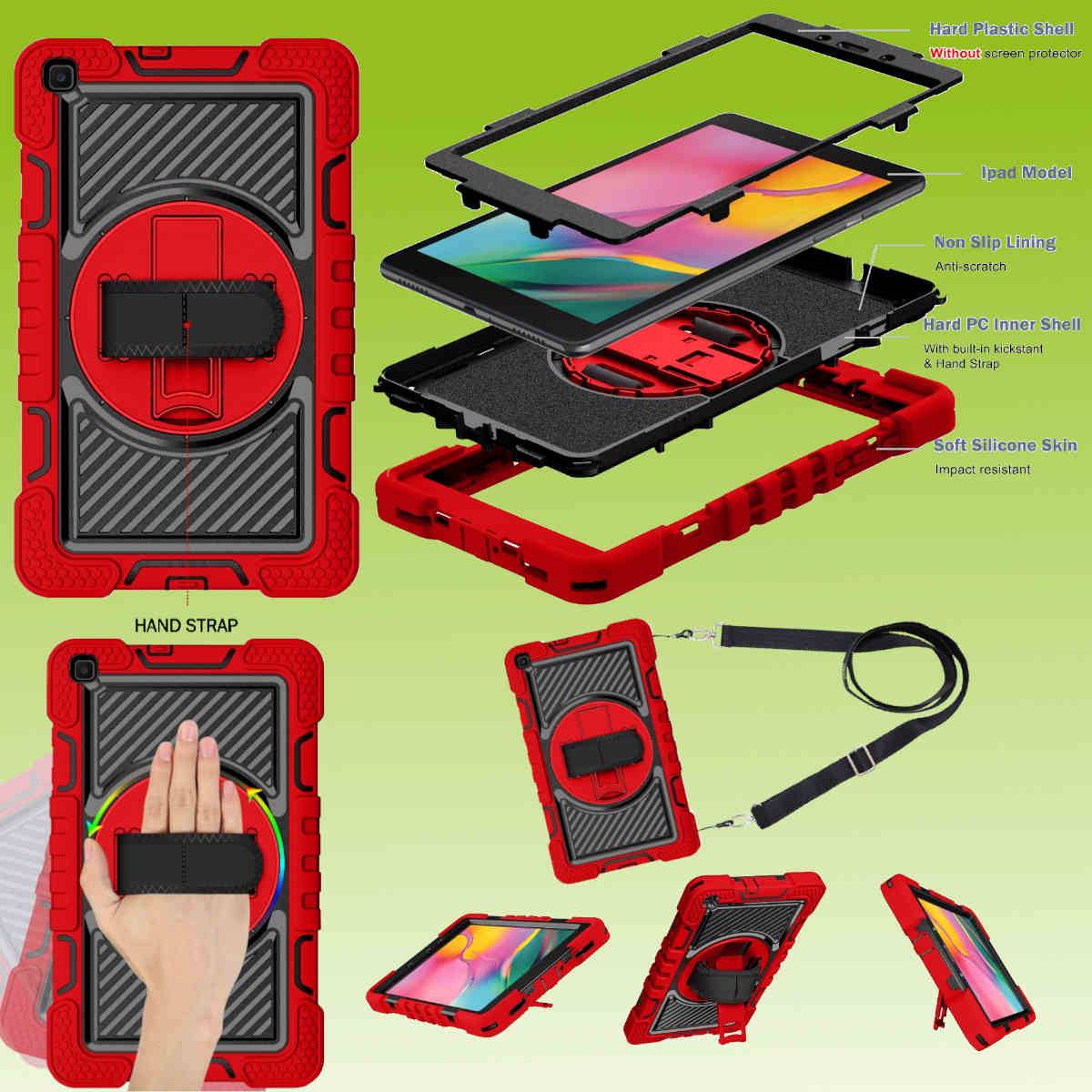 Für Tablet Modelle aufstellbare Outdoor Hybrid 360 Grad mit Halte-Schlaufe Tablet Tasche Etuis Cover Case Schutz Robust Neu