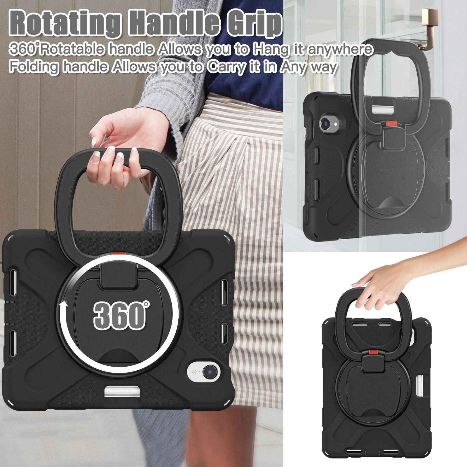 Für Apple iPad Mini 2024 8.3" / Mini 6 2021 360 Grad Schwarz Case Hülle Cover