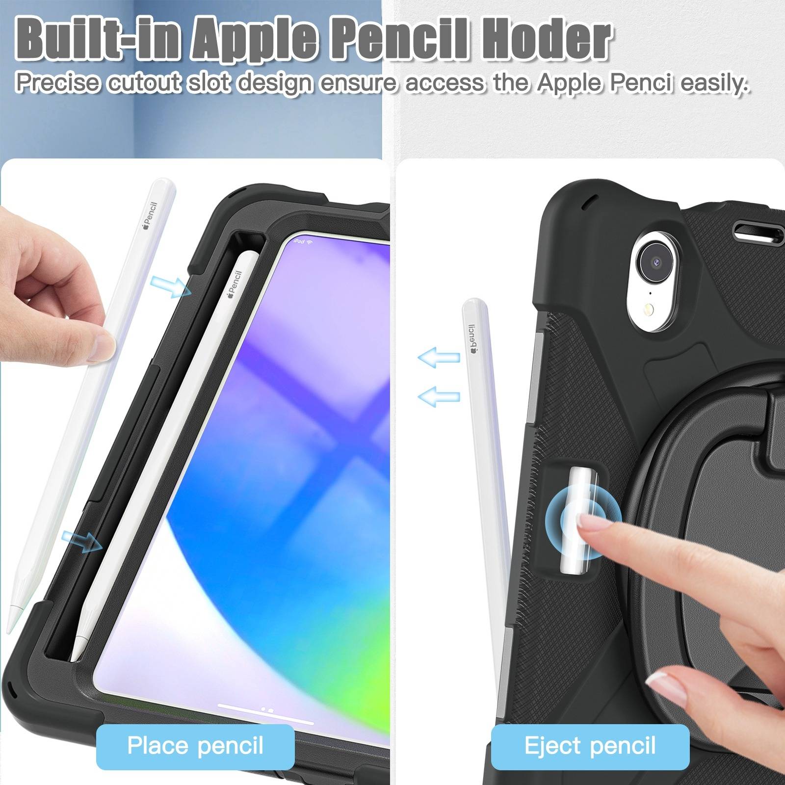 Für Apple iPad Mini 2024 8.3" / Mini 6 2021 360 Grad Schwarz Case Hülle Cover