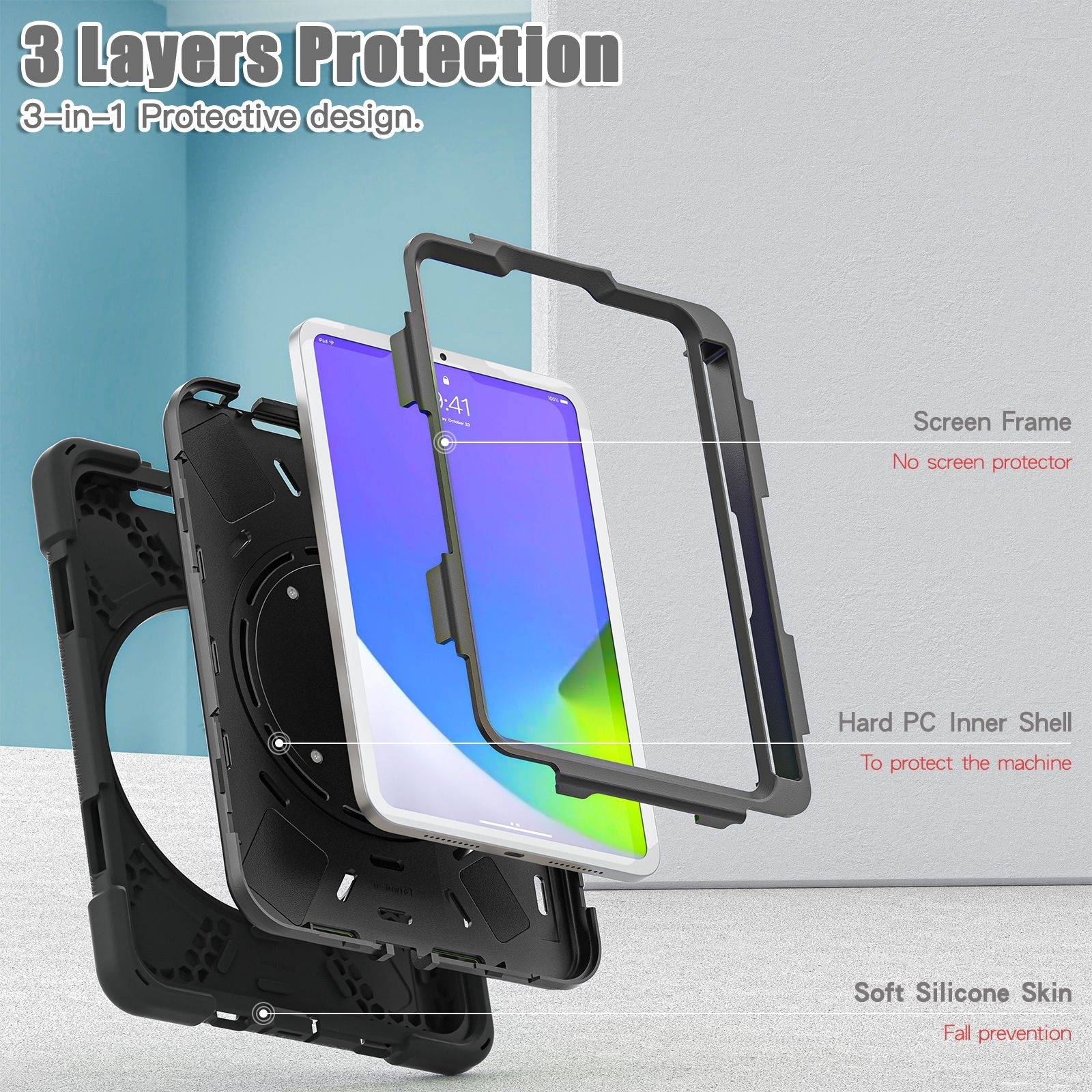 Für Apple iPad Mini 2024 8.3" / Mini 6 2021 360 Grad Schwarz Case Hülle Cover