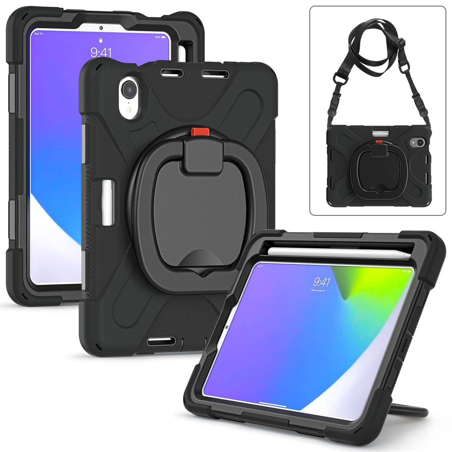 Für Apple iPad Mini 2024 8.3" / Mini 6 2021 360 Grad Schwarz Case Hülle Cover