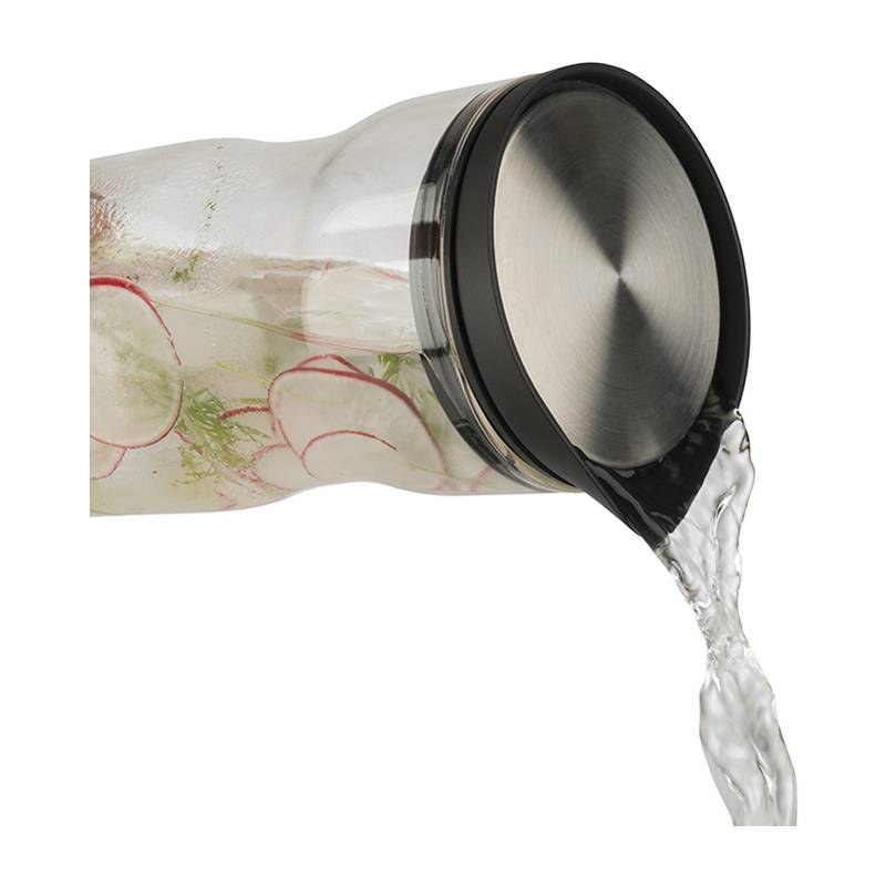 APS Glaskaraffe mit Deckel, 1,2 Liter, Glas/Edelstahl