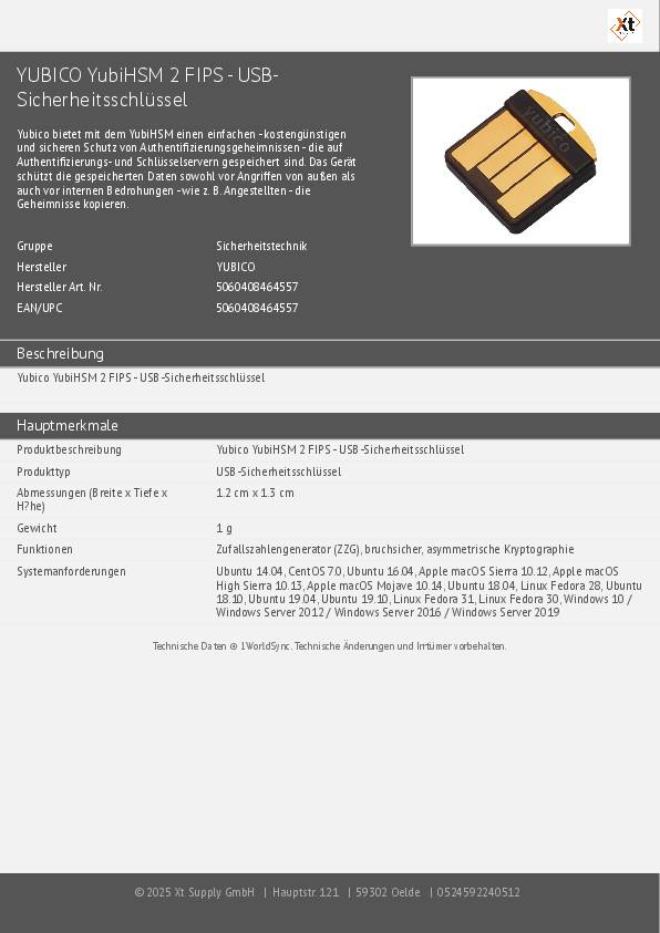 YUBICO YubiHSM 2 FIPS - USB-Sicherheitsschlüssel - Yubico bietet mit dem YubiHSM