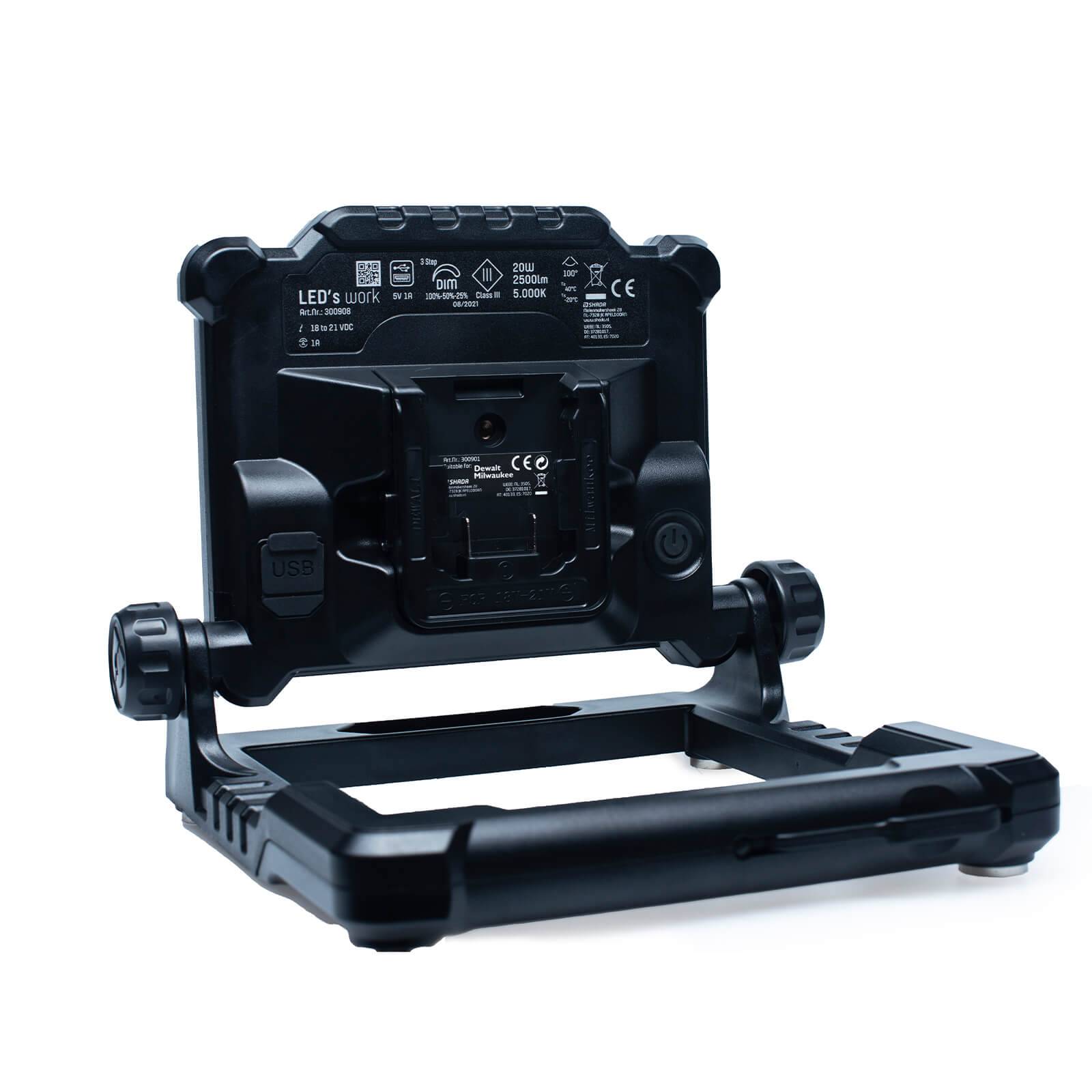 SHADA Akku-Baustrahler für Akkus: Bosch, Dewalt, Festool, Makita und Milwaukee