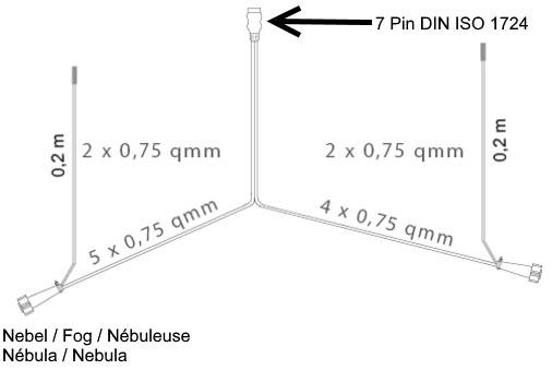 Aspöck Anhängerkabel 9,5m + Abgang 7pol. Stecker Kabelbaum 58-1098-257
