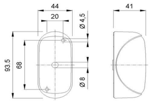 Begrenzungsleuchte Umrissleuchte Jokon mit Glühbirne rot / weiss