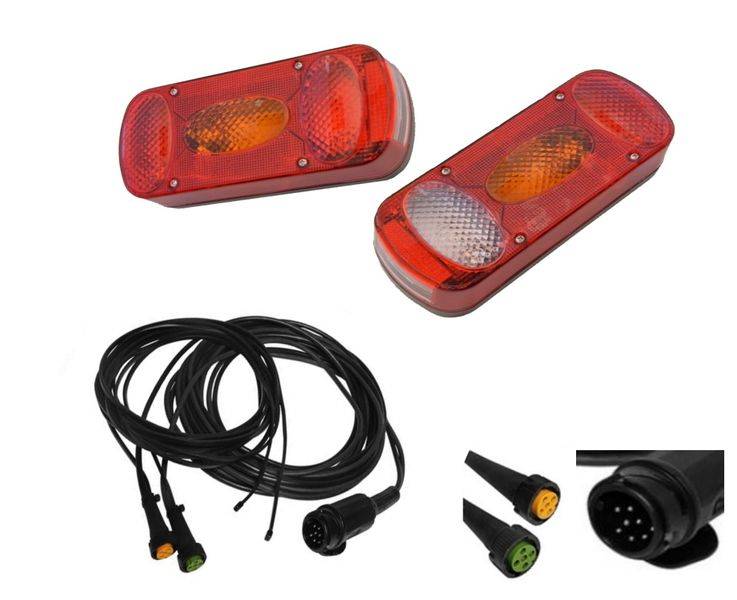 Aspöck Midipoint 2 - Set Leuchten rechts + links und Kabel 9 Meter 13 polig mit Abgang 2 x 0,2m DC