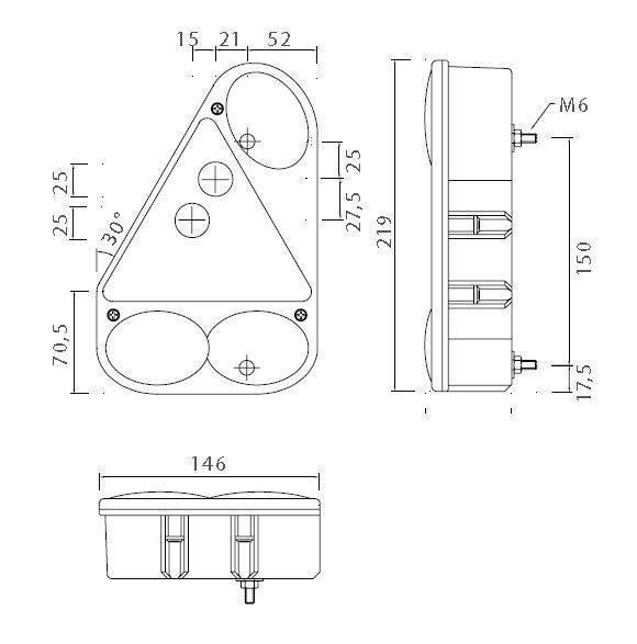 Aspöck Earpoint 3 - 13 pol komplett Set Leuchten und Kabel 8 Meter mit Abgang