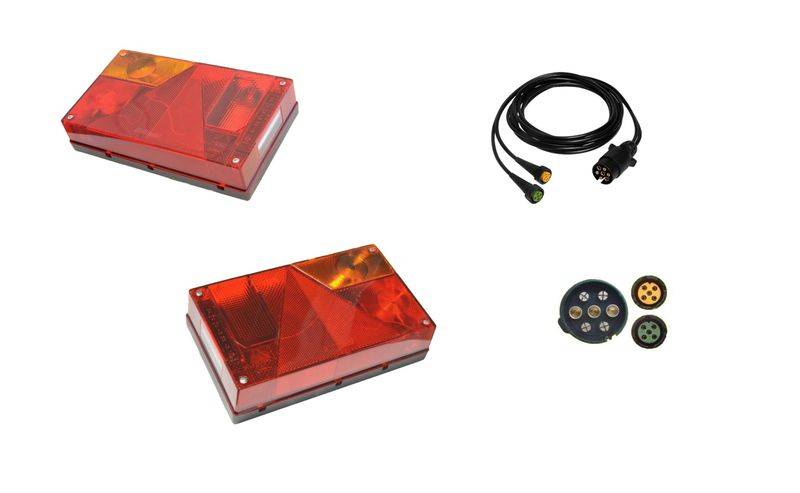 Aspöck Multipoint 1 Set Lampen rechts + links und Kabel 4 Meter 7polig