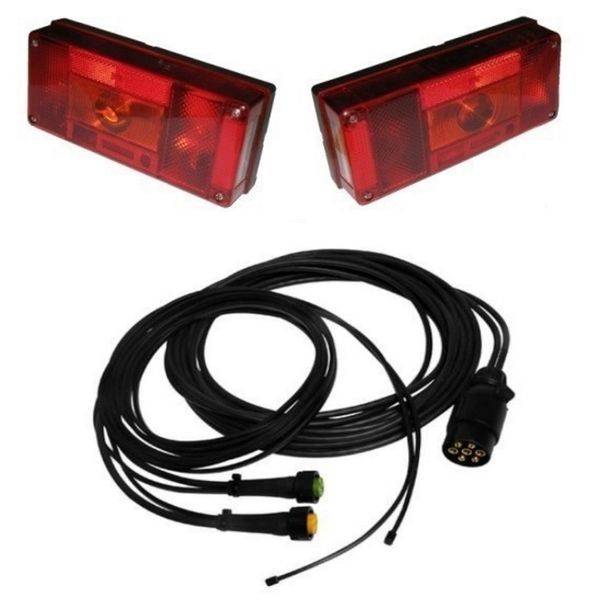 Aspöck Midipoint 1 Set Lampen links + recht + Kabel 5 Meter 7 polig mit Nebenanschluß