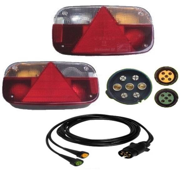 Aspöck Multipoint 3 Set Lampen rechts + links und Kabel 5 Meter 7polig