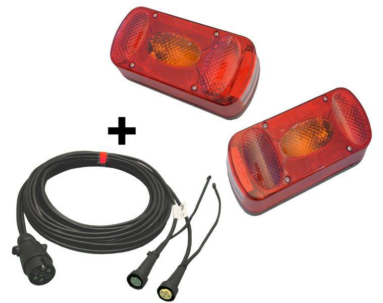 Aspöck Midipoint 2 Set Leuchten rechts + links + Kabel 6 Meter 7 polig mit Abgang 2 x 0,2 m DC