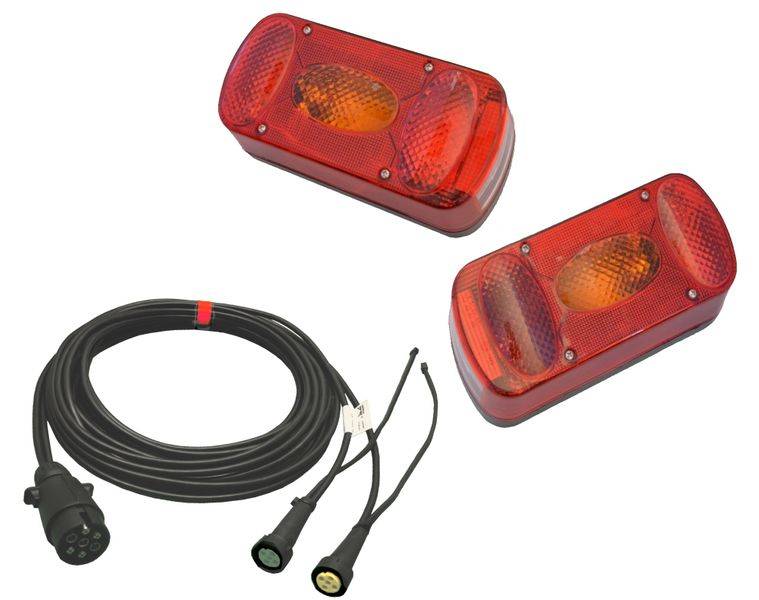 Aspöck Midipoint 2 Set Leuchten rechts + links + Kabel 9,5 Meter 7 polig mit Abgang 2 x 0,2 m DC