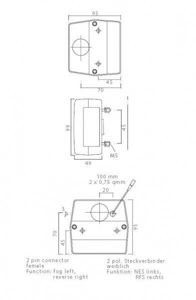 1 Stück - Aspöck Minipoint Anhänger Rückleuchte Rücklicht 5 pol. Bajonettanschluss