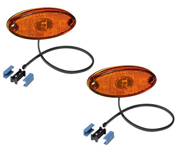 2 x Aspöck Seitenmarkierungsleuchte Flatpoint 2 LED Gelb 0,5m Kabel - 31-2309-027