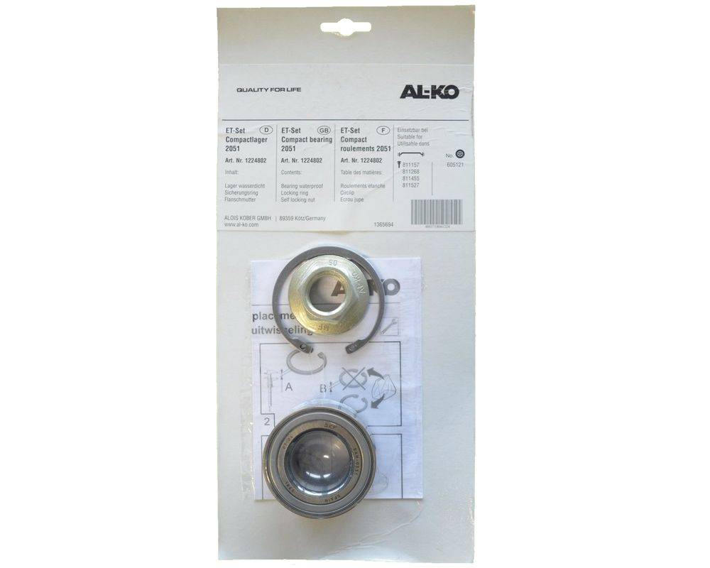 1x ALKO - Radlager 1224802 - Lager 64/34x37 mm + Radmutter + Sicherung