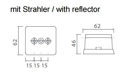 2 x Aspöck Squarepoint Positionsleuchte, Weiss mit Glühbirne