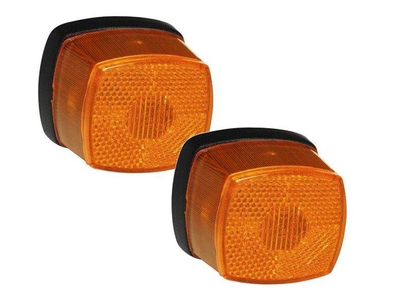 2 x Aspöck Squarepoint, Positionsleuchte, Seitenmarkierungsleuchte Squarepoint Gelb mit Glühbirne
