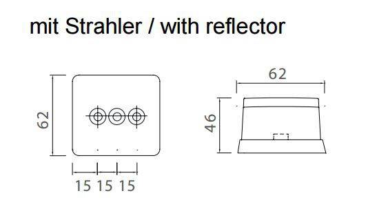 2 x Aspöck Squarepoint, Positionsleuchte, Seitenmarkierungsleuchte Squarepoint Gelb mit Glühbirne