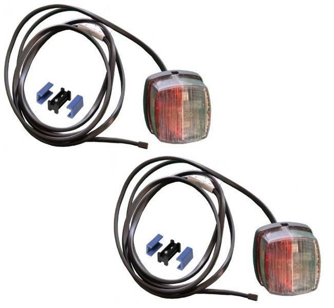 2 x Aspöck Squarepoint Positionsleuchte, Seitenmarkierungsleuchte Squarepoint Rot / Weiss incl. Soffitte