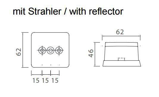 2 x Aspöck Squarepoint Positionsleuchte, Seitenmarkierungsleuchte Squarepoint Rot / Weiss incl. Soffitte
