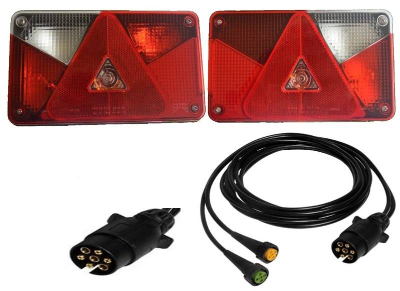 Aspöck Multipoint 5 Set Lampen rechts + links und Kabel 6 Meter 7polig